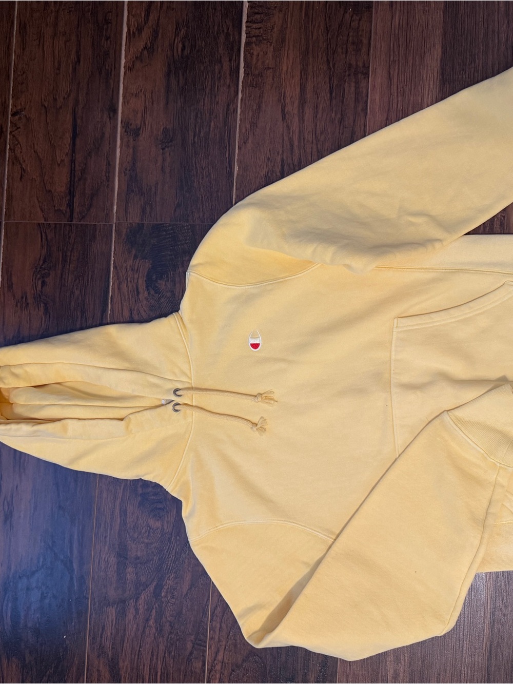 Champion Yellow Crewneck Hoodie with Small Embroidered Logo